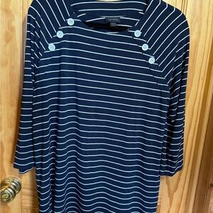 J. Jill Navy and White Striped Blouse